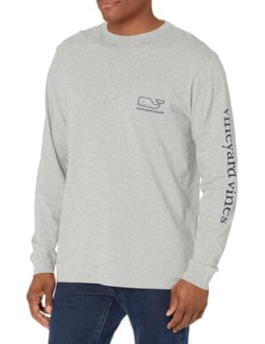 Vineyard Vines Men's Long Sleeve Vintage Whale Pocket T-Shirt Trendy Cotton Shirt for Casual Wear