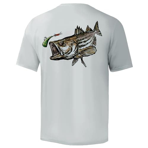 Palmyth Men's Sun Protection Fishing Shirt Short Sleeve UPF 50+ SPF Clothing
| Palmyth Men's UV Protection Fishing Shir — Grey / Striped Bass