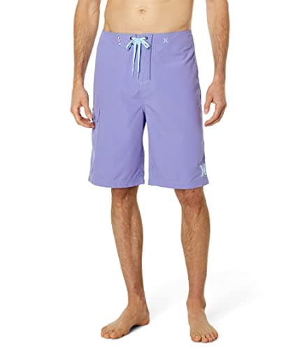 Hurley Men's One and Only 22-Inch Boardshorts Lightweight Breathable Surf Swim Shorts for Men Summer Beach Vacation — Plum Haze/Blue Dream