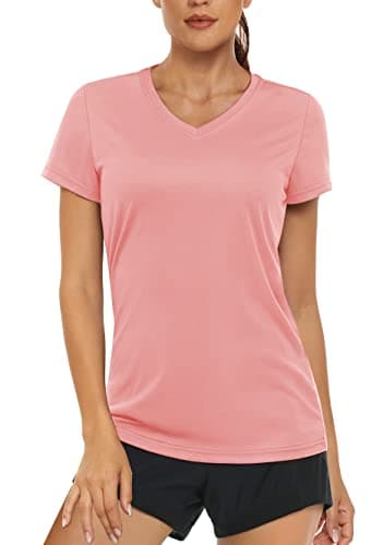 Women's UPF 50+ Sun Protection V-Neck T Shirts for Athletes
| Quick Dry Women's V-Neck Short Sleeve Athletic Shirts
| W — Grey Pink