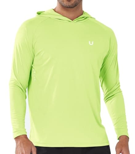 NORTHYARD Men's UPF 50+ Sun Protection Hoodie Shirts for Fishing and Running Quick Dry UV SPF — Lemonyellow