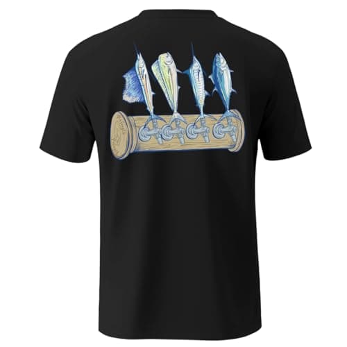 Palmyth Men's Sun Protection Fishing Shirt Short Sleeve UV UPF 50+ Tee for Outdoor Activities — Black / Tapped
