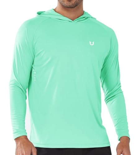 NORTHYARD Men's UPF 50+ Sun Protection Hoodie Shirts for Fishing and Running Quick Dry UV SPF — Lightmint