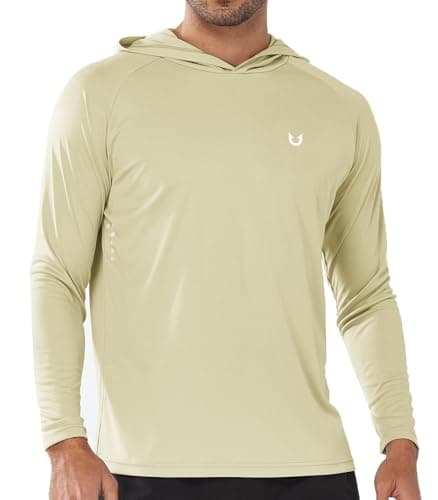 NORTHYARD Men's UPF 50+ Sun Protection Hoodie Shirts for Fishing and Running Quick Dry UV SPF — Oysterwhite