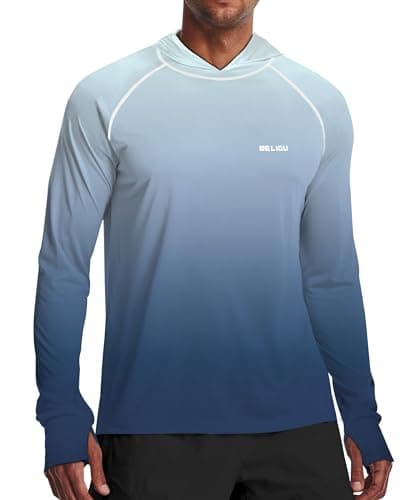 UPF 50+ Sun Protection Men's Hoodie Shirt for Fishing and Hiking
| Lightweight UPF 50+ Men's Hoodie Shirt for UV Protec — B-n-blue