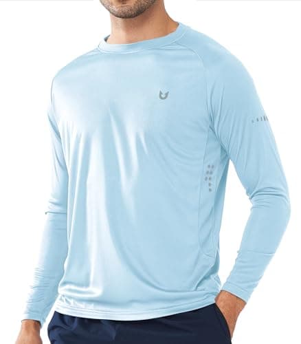 NORTHYARD Men's Sun Protection UPF 50+ Long Sleeve Swim Rash Guard Shirt for Workout Running UV Protection Fish Hiking