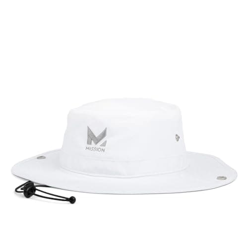MISSION Cooling Bucket Hat - Unisex Wide-Brim Hat for Men & Women - Lightweight, Foldable & Durable — White