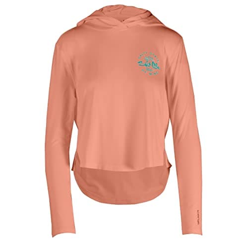 Salt Life Women's Seaglass Bay Ultra Lightweight Performance Cropped Hoodie for SummerOutdoor Adventure Lightweight, Bre — Papaya