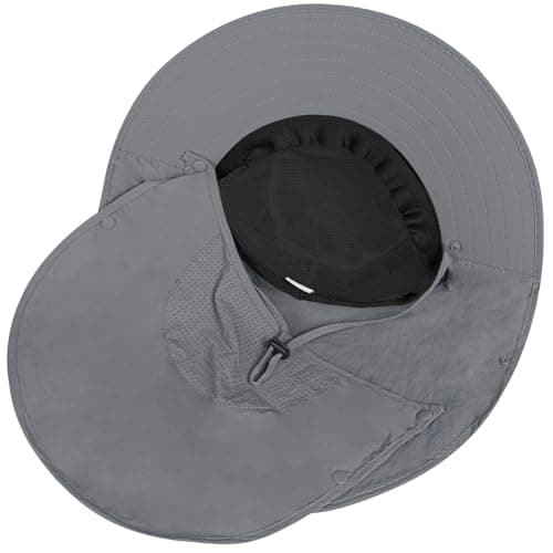 Rosoz Wide Brim Sun Hat for Men and Women with Neck Flap and UPF50+ Protection Outdoor Fishing Hat with Detachable Face
