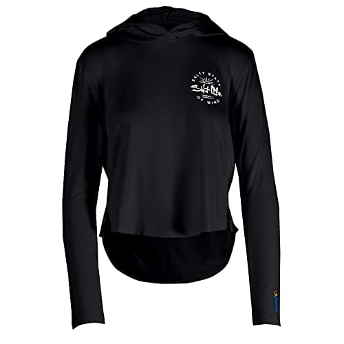 Salt Life Women's Seaglass Bay Ultra Lightweight Performance Cropped Hoodie for SummerOutdoor Adventure Lightweight, Bre — Black