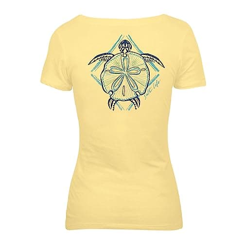Salt Life Women's Turtle Bay Short Sleeve Scoop Neck Tee + Fashionable + Beachgoers + Vacation + Breathable Fabric + Sof — Yellow