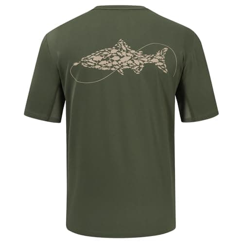Men's BASSDASH Graphic T-Shirts Short Sleeve Fishing Shirt UPF 50+ Moisture Wicking UV Sun Protection
| Men's BASSDASH — Olive Green/Salmon