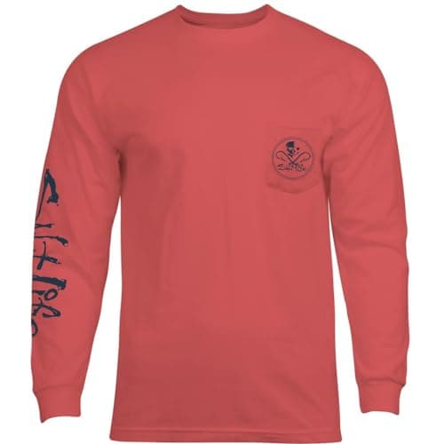 Salt Life Men's Classic Fit Long Sleeve Shirt for Casual WearComfortable and Stylish — Burnt Coral