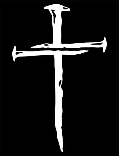 Sunset Graphics & Decals Cross of Nails Decal Vinyl Car Sticker for Cars Trucks Vans Walls Laptops | White | 5.5 x |5 in