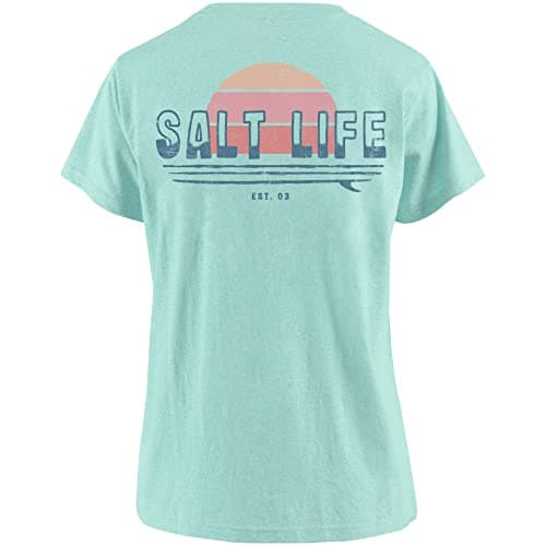 Salt Life women's Sunset Board Briefcut Short Sleeve T-Shirt for Beach Vacation Sun Protection