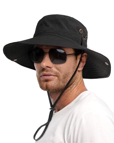 FURTALK Men's Fishing Hats UPF 80+ Sun Protection Outdoor Hiking Hats
| FURTALK Foldable Wide Brim Sun Hats for Men Fis — Black
