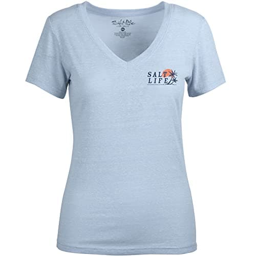 Salt Life Men's Leaning Palms Short Sleeve Fitted Tee for Outdoor Summer Wear, Breathable and Comfortable, Multiple Size