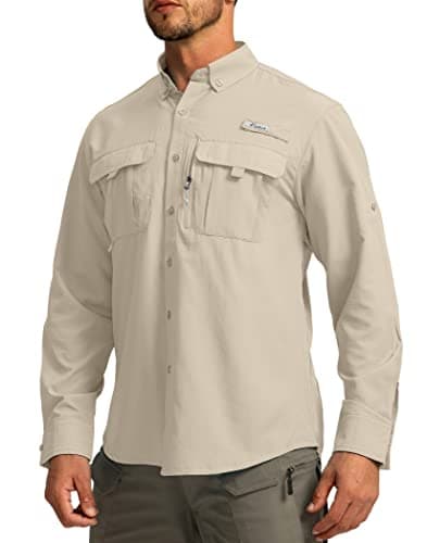 Men's Sun Protection Pudolla Fishing Shirts UPF50+ Long Sleeve Travel Work Button Down Shirts
| Pudolla Men's Sun Prote — Khaki