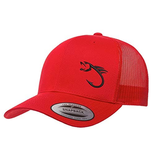Love Sketches Embroidered Fishing Hat for Men & Women | Fish Trucker Hat Men Snapback Hats | Best Dad Fishing Gift — Red-bhblk