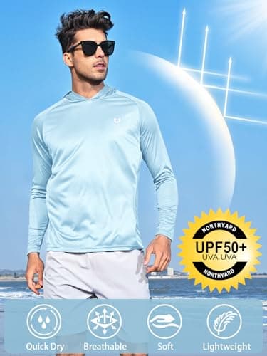 NORTHYARD Men's UPF 50+ Sun Protection Hoodie Shirts for Fishing and Running Quick Dry UV SPF