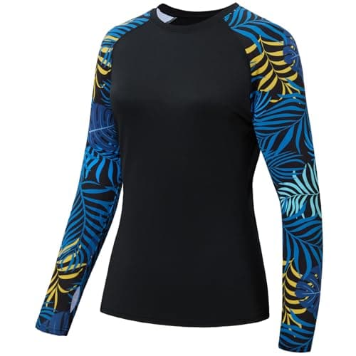 Women's UPF 50+ UV Sun Protection Long Sleeve Fishing Hiking Shirt
| Global Recycled Standard Women’s Long Sleeve Sun P — Black/Colorful Leaves