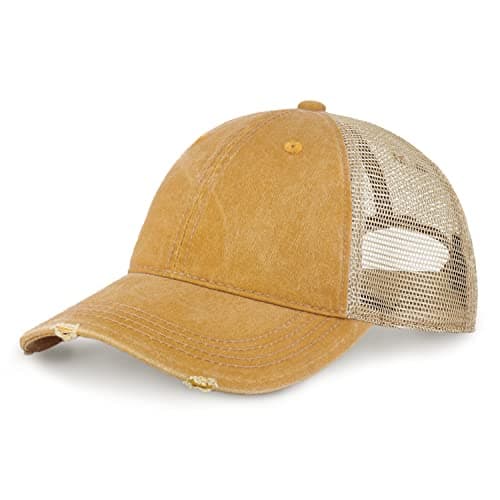 CHOK.LIDS Premium Washed Unstructured Trucker Hat for Men and Women Outdoor Adjustable Distressed Pigment Dyed Cap
| CH — Mustard