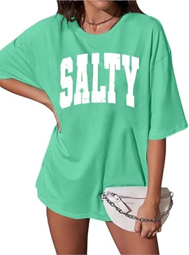 Salted Beach Women's Oversized Graphic Tees for Summer Hawaiian Style Casual Wear
| Hawaiian Beach Oversized graphic te — Green