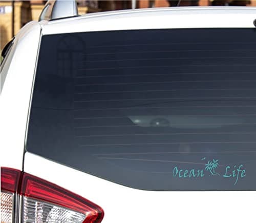 Ocean Life Palm Trees Bird Island Die Cut Vinyl Window Decal for Car (8"x3", Turquoise Blue)  
Ocean Life Palm Trees Bir