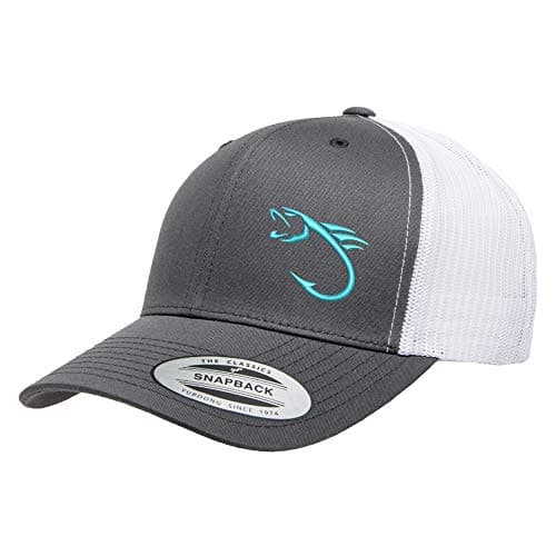 Love Sketches Embroidered Fishing Hat for Men & Women | Fish Trucker Hat Men Snapback Hats | Best Dad Fishing Gift — Charcoal/White-bhsky