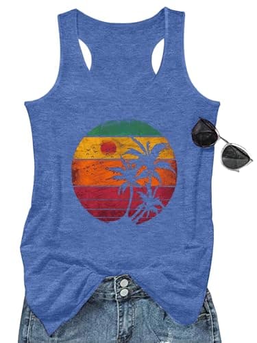 GEMLON Women's Summer Tank Tops for Women in Loose Graphic Basic Casual Shirts
| GEMLON Loose Summer Sleeveless Tank To — L Light Blue