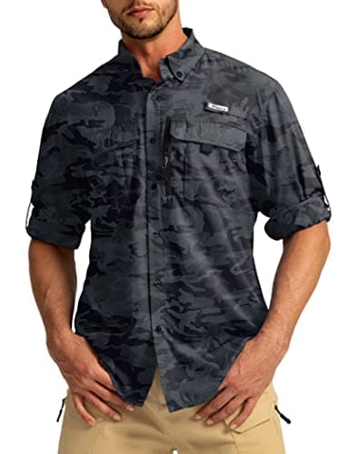 Men's Sun Protection Pudolla Fishing Shirts UPF50+ Long Sleeve Travel Work Button Down Shirts
| Pudolla Men's Sun Prote — Grey Camo