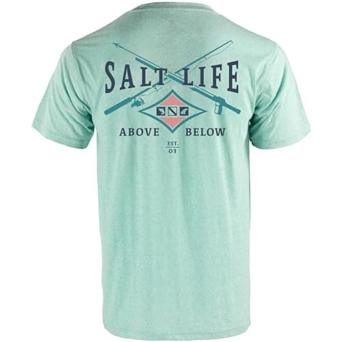 Salt Life Men's Comfortable Angler Tactics Short Sleeve Tee for Outdoor Fishing Adventures — Sea Glass