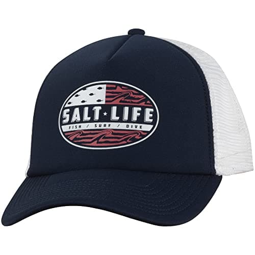 Salt Life Men's Stylish Trucker Hat for Summer Outdoor Activities Breathable Ventilated Wide Brim Protectionerde بما في — Navy