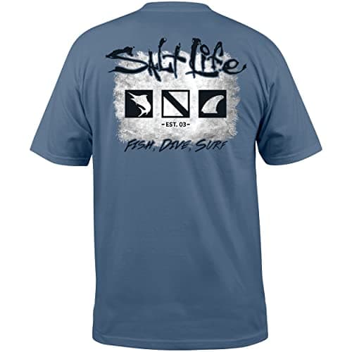 Salt Life Men's Old School Short Sleeve Classic Fit Pocket Shirt for Casual Wear, Stylish and Comfortable, Multiple Size — Coastal Blue