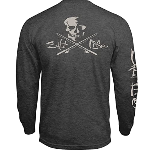 Salt Life Men's Long Sleeve Crew Neck Tee for Casual Wear featuring Skull and Poles Design