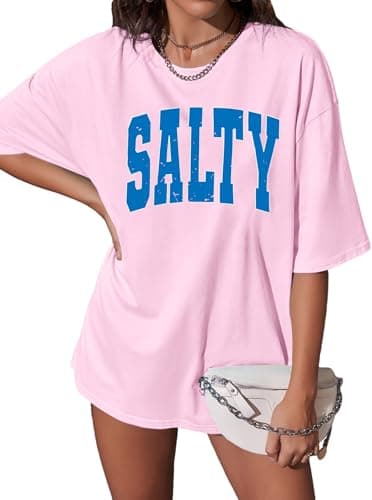 Salted Beach Women's Oversized Graphic Tees for Summer Hawaiian Style Casual Wear
| Hawaiian Beach Oversized graphic te — Pink
