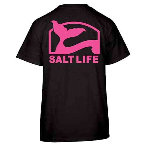 Salt Life Women's Pro Salt Mermaid Short Sleeve Tee + Size + Color + UV Protection + Breathable + Moisture Wicking + Ver — Black