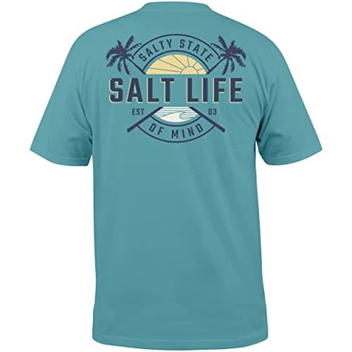 Salt Life Men's First Light Short Sleeve Classic Fit Shirt for Outdoor Adventures with Breathable Fabric and Adjustable — Sea Green