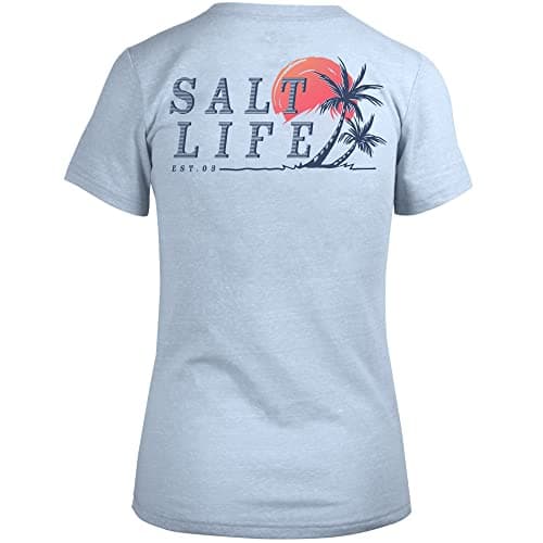 Salt Life Men's Leaning Palms Short Sleeve Fitted Tee for Outdoor Summer Wear, Breathable and Comfortable, Multiple Size
