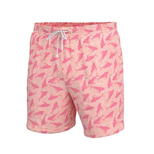HUK Pursuit Volley Quick-Dry Fishing Shorts for Men Fast Drying Breathable Water Resistant Perfect for Summer Fishing Tr — Rooster Wake - Coral Reef