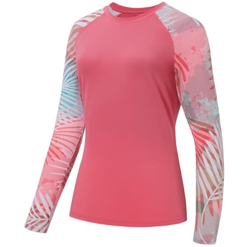 Women's UPF 50+ UV Sun Protection Long Sleeve Fishing Hiking Shirt
| Global Recycled Standard Women’s Long Sleeve Sun P — Pink/Pink Leaves