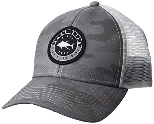 Salt Life Men's Fashionable Scaled Rogue Hat for Outdoor Adventures with UV Protection, Wide Brim Design, .Size: Medium, — Frost Grey