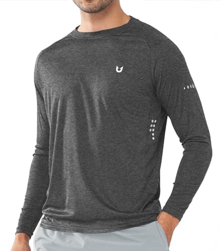 NORTHYARD Men's Sun Protection UPF 50+ Long Sleeve Swim Rash Guard Shirt for Workout Running UV Protection Fish Hiking — Carbonheather