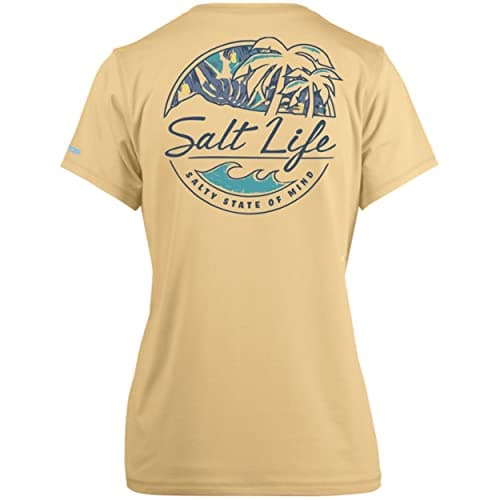 Salt Life Women's Comfortable Short Sleeve Performance Shirt for Outdoor Activities Sun Protection — Golden Haze Heather