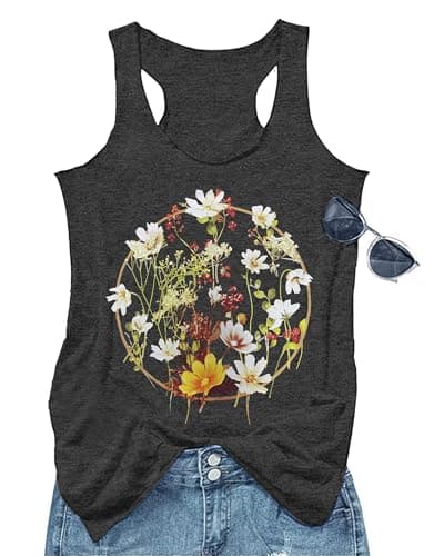 GEMLON Women's Summer Tank Tops for Women in Loose Graphic Basic Casual Shirts
| GEMLON Loose Summer Sleeveless Tank To — Flower&grey