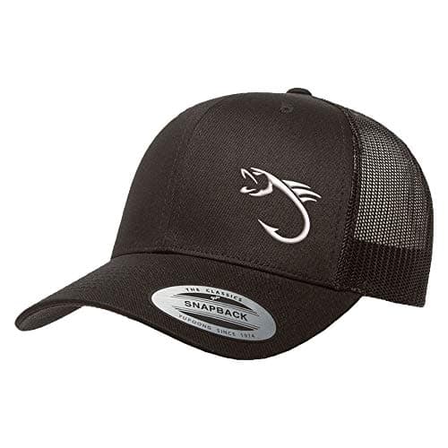 Love Sketches Embroidered Fishing Hat for Men & Women | Fish Trucker Hat Men Snapback Hats | Best Dad Fishing Gift — Black-bhwt