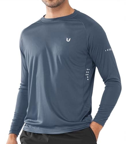 NORTHYARD Men's Sun Protection UPF 50+ Long Sleeve Swim Rash Guard Shirt for Workout Running UV Protection Fish Hiking — Coolgrey