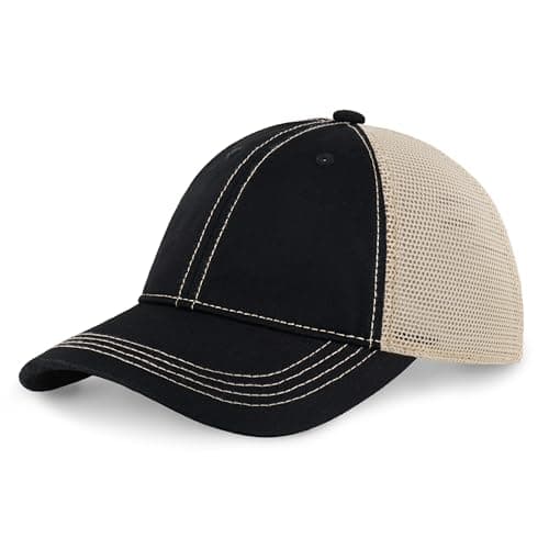 CHOK.LIDS Premium Washed Unstructured Trucker Hat for Men and Women Outdoor Adjustable Distressed Pigment Dyed Cap
| CH — Black