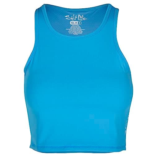 Salt Life Women's Cropped Performance Tank Top for Active Women During Summer Sports — Water