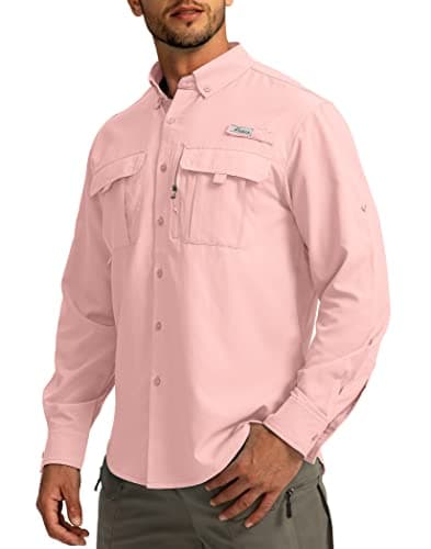 Men's Sun Protection Pudolla Fishing Shirts UPF50+ Long Sleeve Travel Work Button Down Shirts
| Pudolla Men's Sun Prote — Light Pink